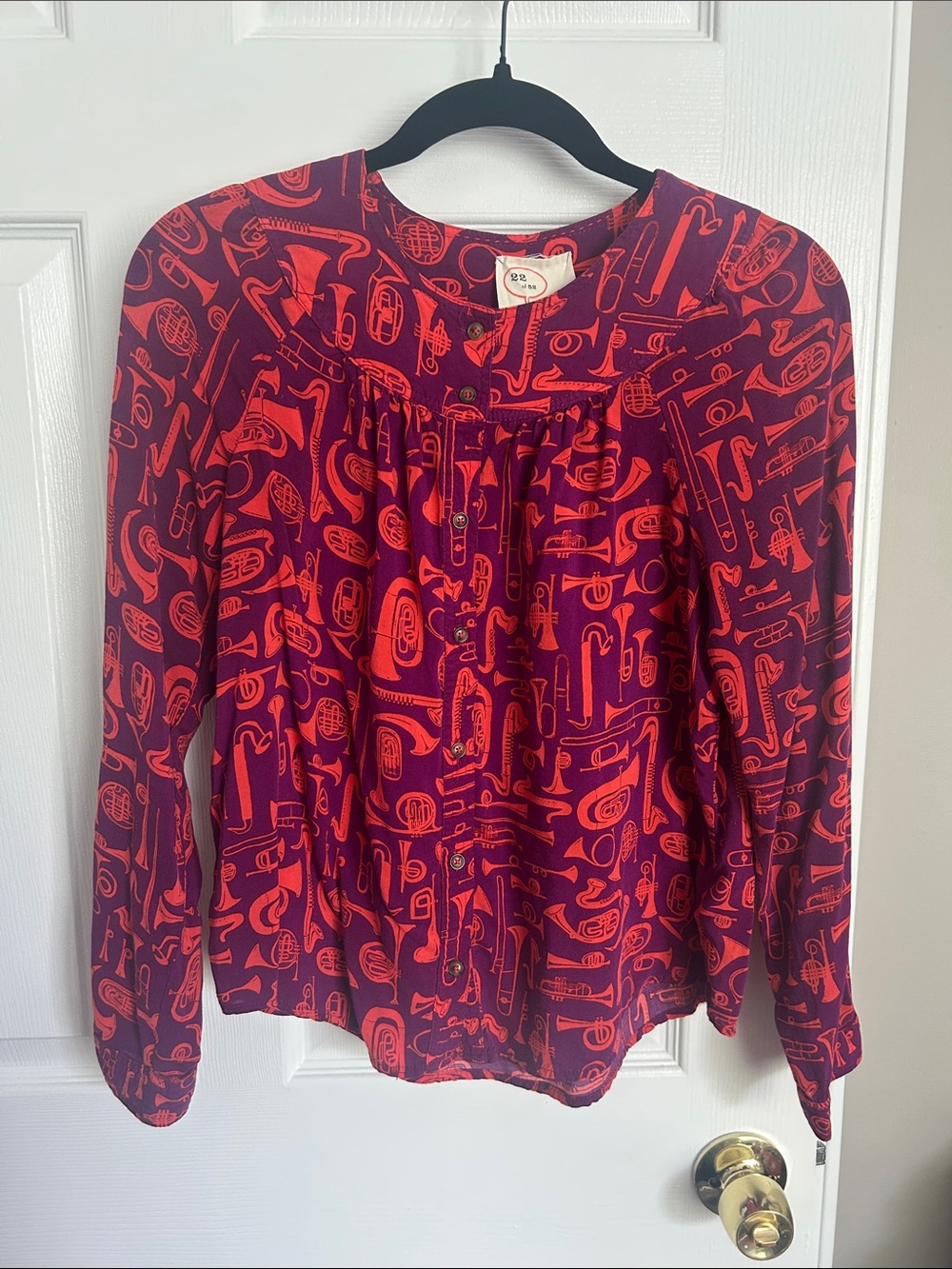 Anthropologie "22 of 52 Conversations" Instruments Blouse